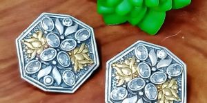 Silver Finish Oxidised Tops Earrings