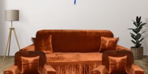 Leoaries Velvet Orange Sofa Cover