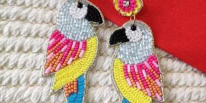 Colourful Beaded Bird Earrings