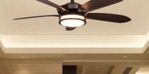 Walnut Finish Metal Body Walnut Finish ABS Blades Remote Control Ceiling Fan