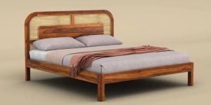 Modern Cane King Size Honey Finish Bed