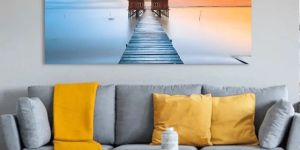 Canvas Wall Painting OF Seaside Bridge in Sunse