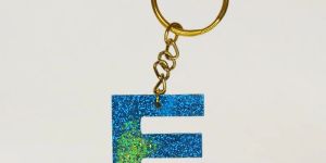 Colorful Resin Keychain with E Initials for Woman