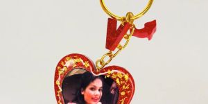 Heart-shaped Photo Resin Keychains With Personalized Monogram