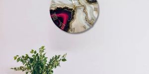 Resin Wall Clock (Modern White Marble Texture With Multi-color)