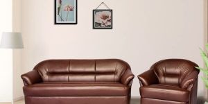 5 Seater Brown Leatherette Sofa