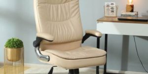 Beige Leatherette High Back Chair