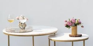 White Marble Centre Tables (Set of 2)