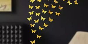 Golden Colour Butterfly Decorative Mirror Sticker