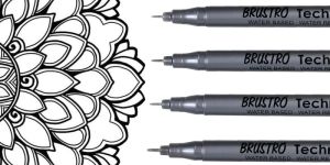 Technical Pen Fineliner Setblack Set Of 6 Tip Size-