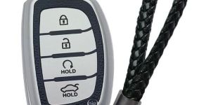 Hyundai TPU (Artificial) Leather Key Cover and Keychain (Type 6)