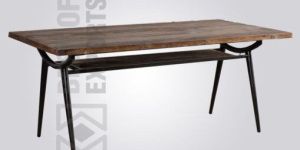 Distressed Wooden Top Storage Dining Table