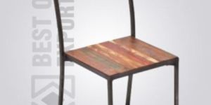 Outdoor Industrial Metal Reclaimed Wood Chair