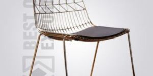 Outdoor Industrial Metal Wire Chair with Pad Seat