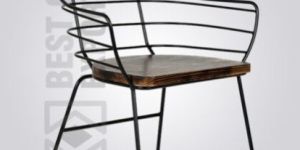 Outdoor Industrial Metal Wire Wood Seat Chair