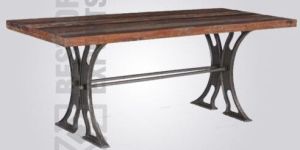 Reclaimed Wood Cast Iron Dining Table