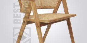 Wood and Rattan Arm Restaurant Chair