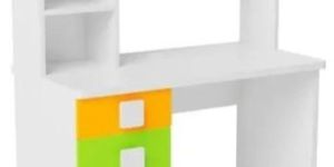 Kids Study Table with Open Bookshelf in White Finish