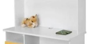 Wooden Study Table With Storage In Green & Yellow Color