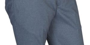 Blue Colored Textured Finish Non-pleated Trousers