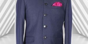 Dark Blue Coloured Jodhpuri 2/PC Mens Suit