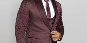 Men 5 Piece Textured Tuxedo Suit