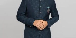Mens Jacquard Long Suit Teal Blue