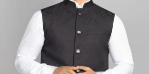 Black Mens Textured Bundi Jacket