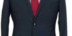 Navy Colored Textured Finish Ready Made Suit