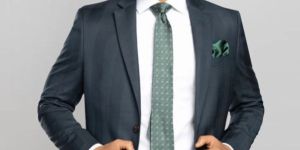 2 Piece Mens Checkered Poly Wool Business Suit