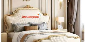 European Style Luxury Solid Teak Wood King Size Bed