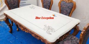 Hand Carved Marble Top Dining Table Set DNG-064