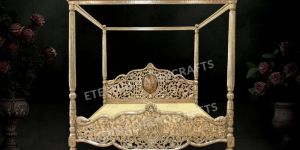 Carved German Silver Canopy Bed