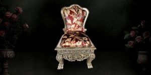 German Silver Red Cushioned Chair