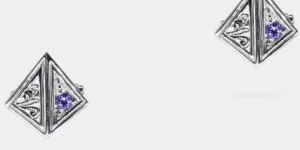 Intense Violet Round Shaped 0.60 Carats Women Tanzanite Cufflinks Shield