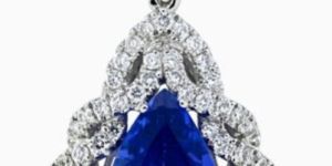 Vivid Violet Pear Shaped 5.11 Carats Women Tanzanite Pendant TZ With Diamond