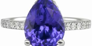 Vivid Violet Pear Shaped Tanzanite 5.10 Carats Women Ring