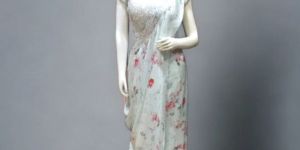 Satin Silk Green Drape Ladies Saree