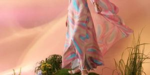 Dye Print Cape & Slip Dress for Women