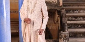 PEACH BLUSH EMBROIDERED MEN SHERWANI SET