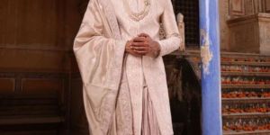 ROSE GOLD SILK EMBELLISHED MEN SHERWANI SET