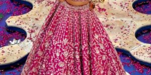 ROYAL FUCHSIA PINK ORGANZA WOMEN LEHENGA