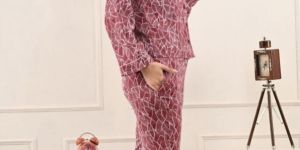 Unifringe Abstract Maroon Night Suit