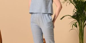 Women Sleeveless Spaghetti Top Striped Pajama
