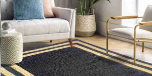 Black Handwoven Braided Jute Rectangle Carpet
