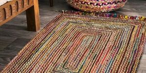 Multi Colours Pattern Jute Area Rug