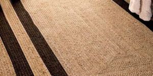 Natural & Black Double Border Jute Area Rug