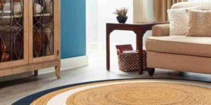 Natural Jute and Cotton Ecofriendly Round Carpet for Living Room