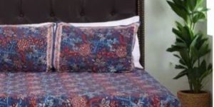 Blue Lagoon Hand Printed Cotton Bedsheet