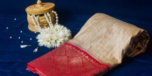 Golden Pure Banarasi Digital Silk Handloom Saree